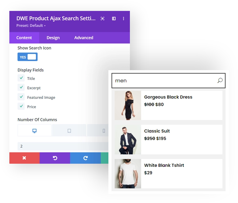 Divi Ajax Search for WooCommerce