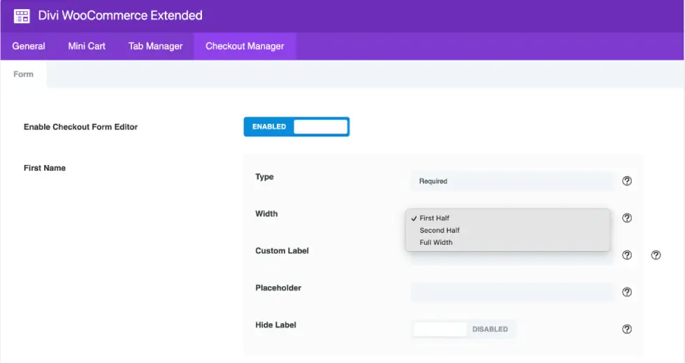Divi WooCommerce Checkout Manager