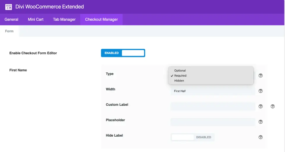 Divi WooCommerce Checkout Manager