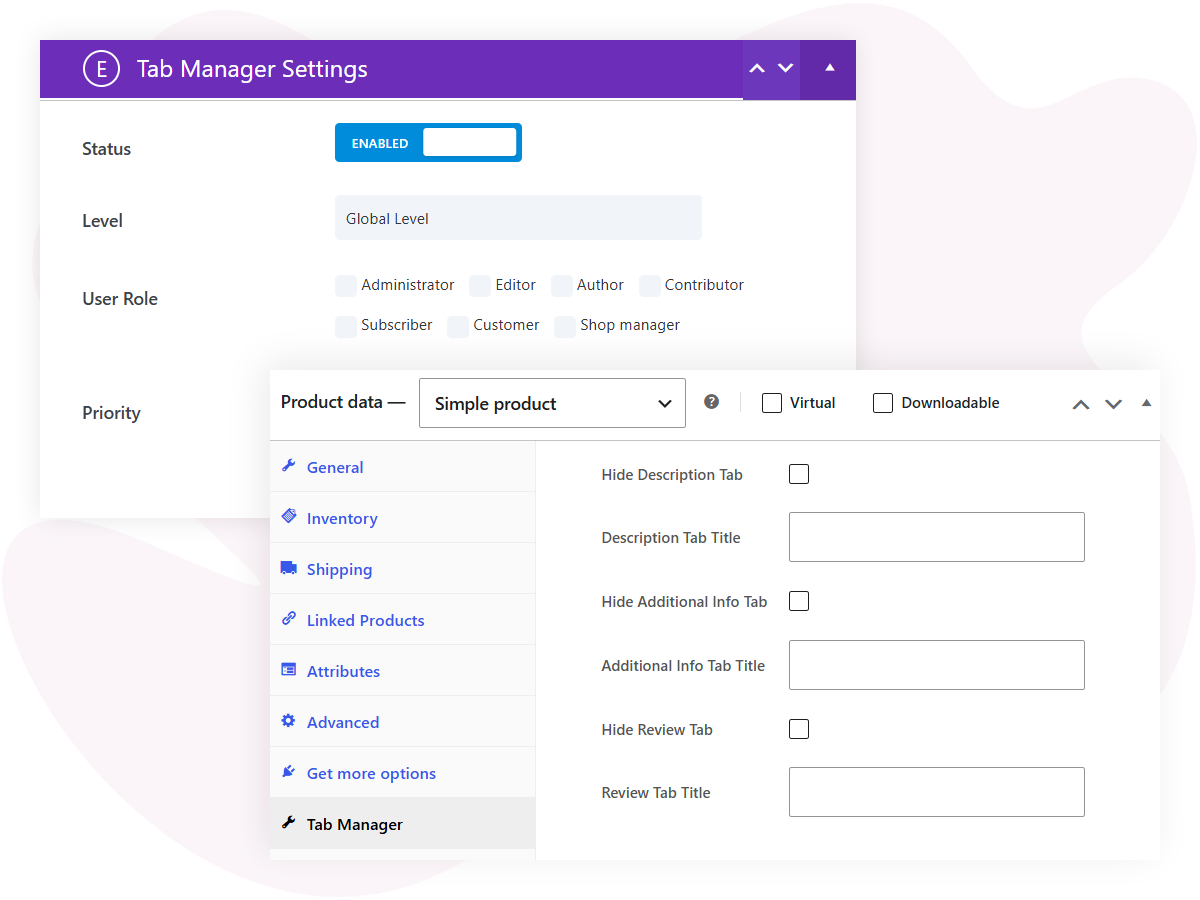 DWE tab manager settings