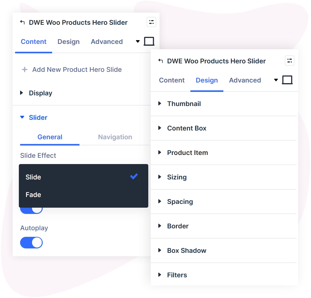 Divi products hero slider